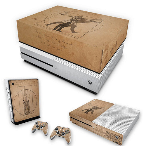 KIT Capa Anti Poeira e Skin Anti-Rage Xbox One S Slim - Assassin’s Creed Vitruviano
