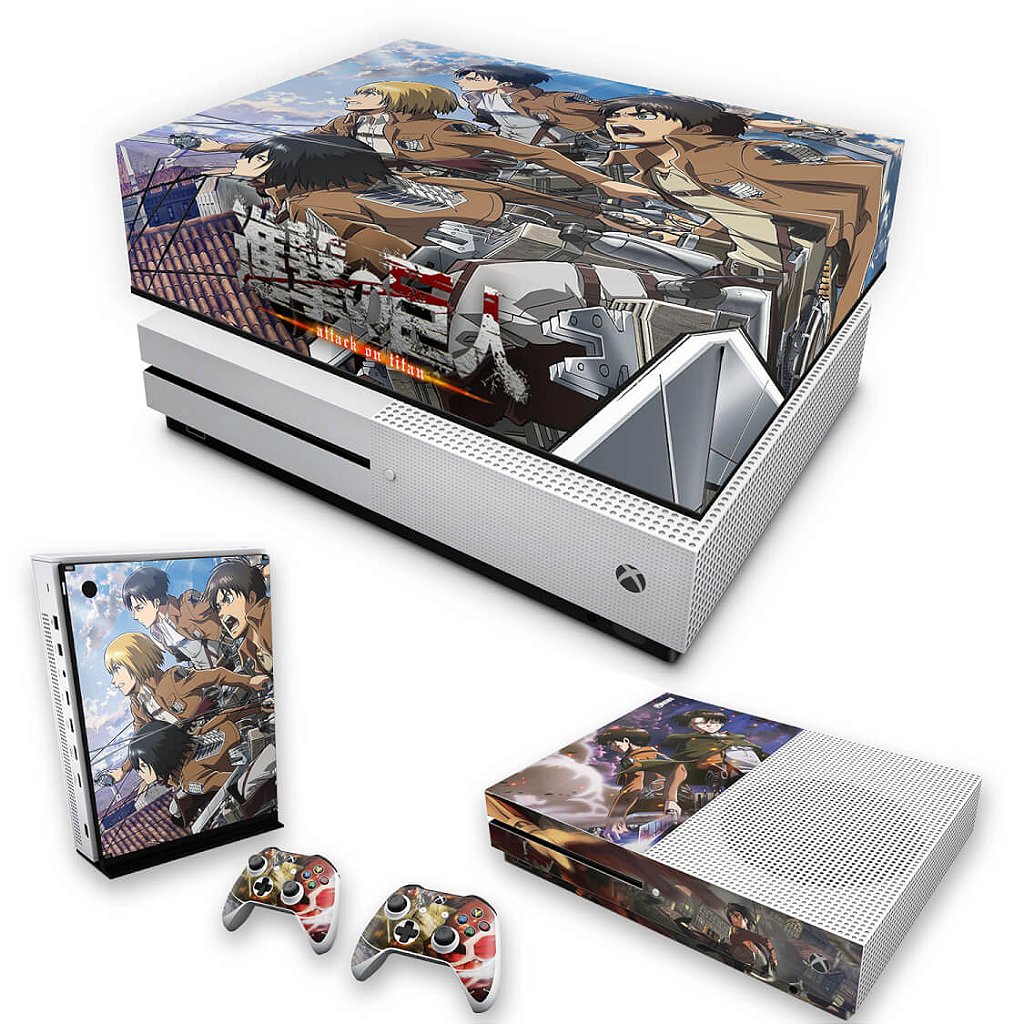 KIT Capa Anti Poeira e Skin Anti-Rage Xbox One S Slim - Attack on Titan #A