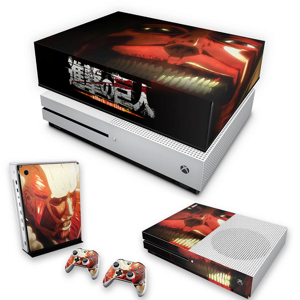 KIT Capa Anti Poeira e Skin Anti-Rage Xbox One S Slim - Attack on Titan #B