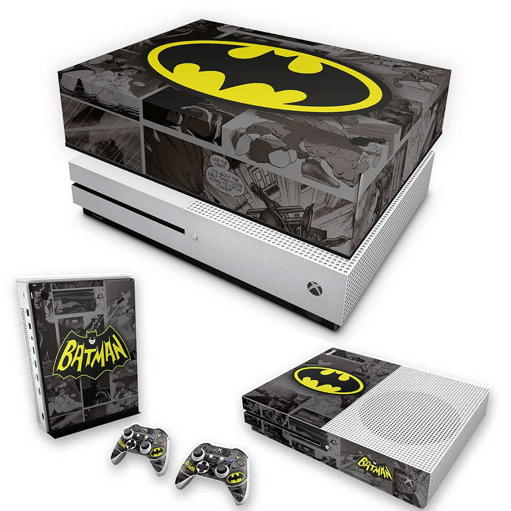 KIT Capa Anti Poeira e Skin Anti-Rage Xbox One S Slim - Batman Comics