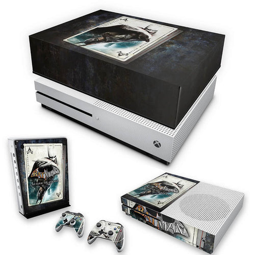 KIT Capa Anti Poeira e Skin Anti-Rage Xbox One S Slim - Batman Return to Arkham