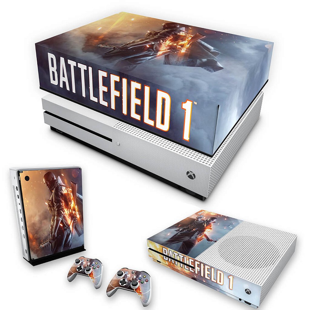 KIT Capa Anti Poeira e Skin Anti-Rage Xbox One S Slim - Battlefield 1
