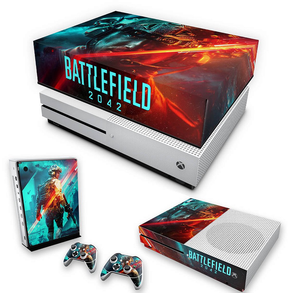 KIT Capa Anti Poeira e Skin Anti-Rage Xbox One S Slim - Battlefield 2042