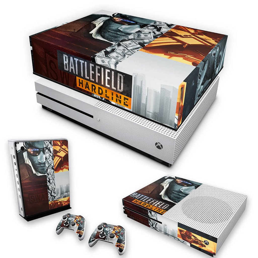 KIT Capa Anti Poeira e Skin Anti-Rage Xbox One S Slim - Battlefield Hardline