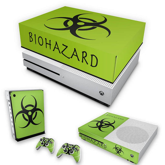 KIT Xbox One S Slim Skin Anti-Rage e Capa Anti Poeira - Biohazard Radioativo