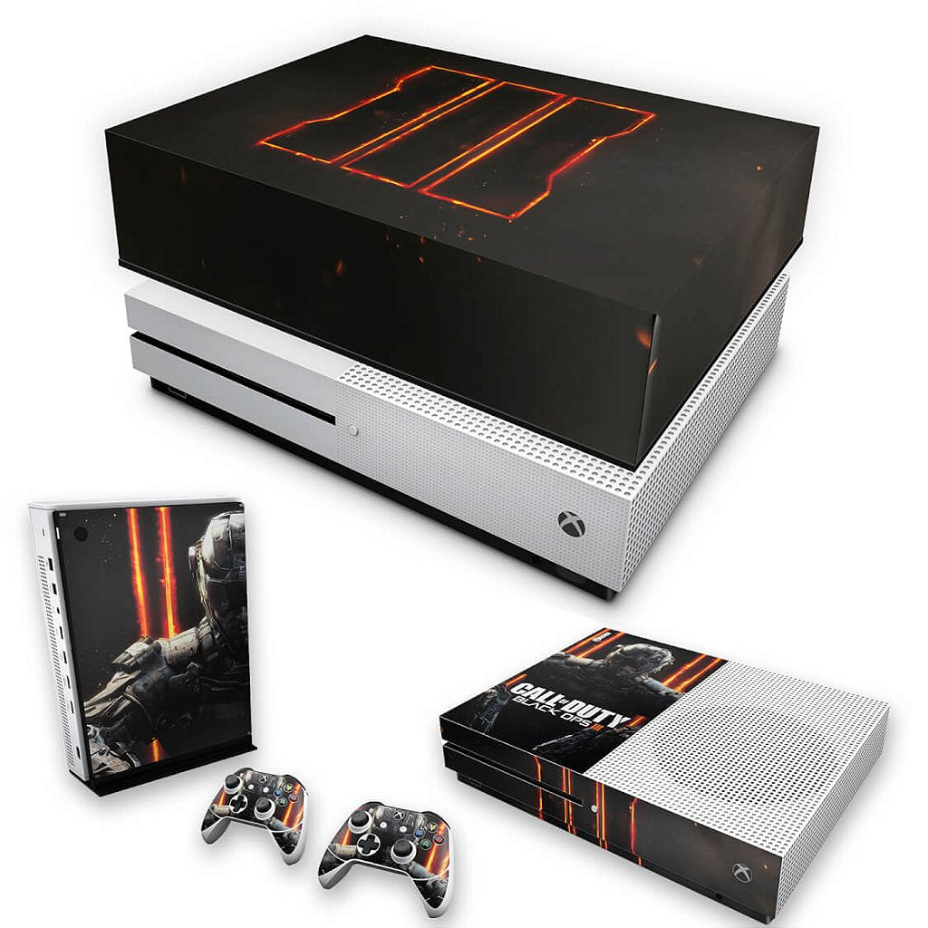 KIT Capa Anti Poeira e Skin Anti-Rage Xbox One S Slim - Call of Duty Black Ops 3