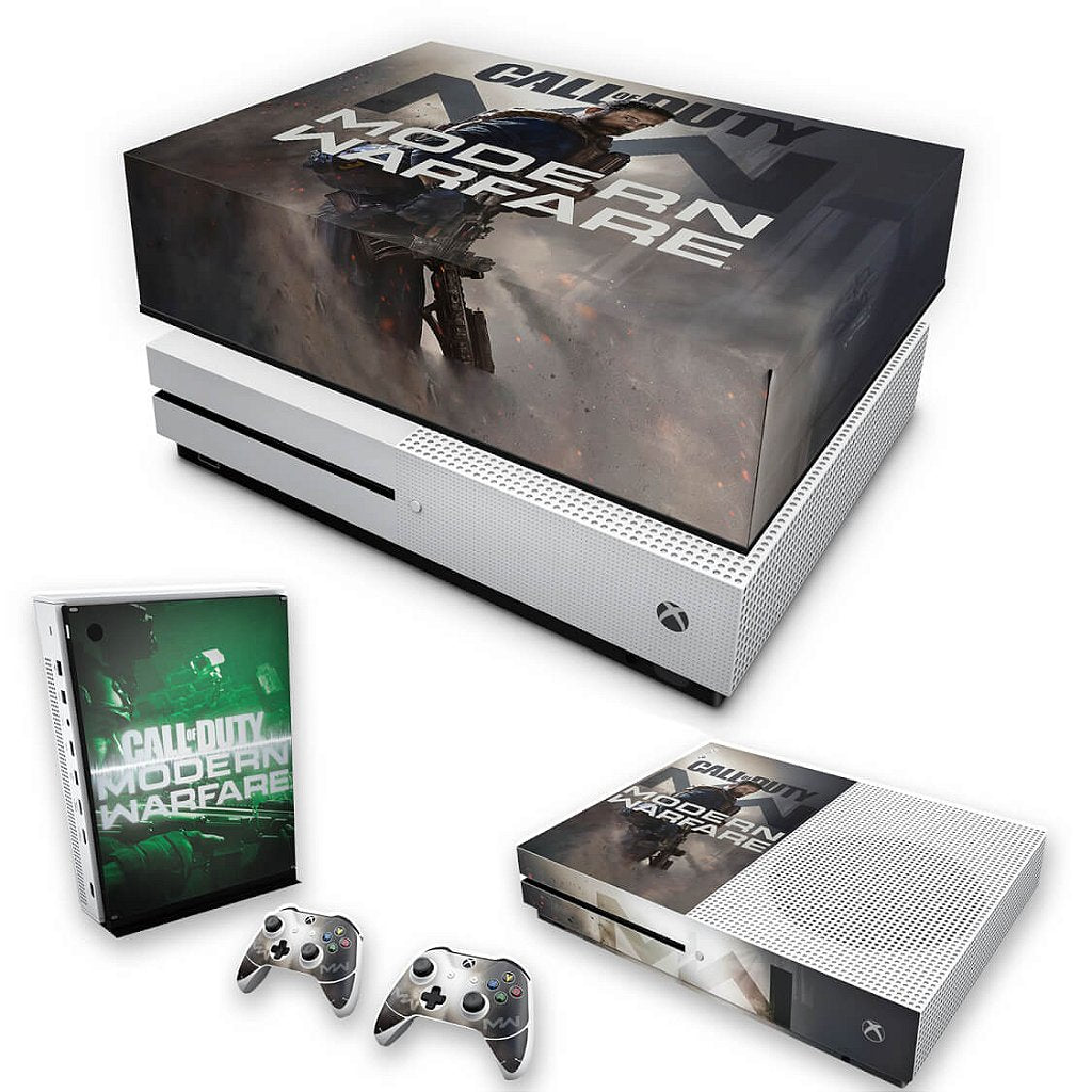 KIT Capa Anti Poeira e Skin Anti-Rage Xbox One S Slim - Call Of Duty Modern Warfare