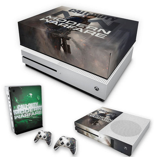KIT Xbox One S Slim Skin Anti-Rage e Capa Anti Poeira - Call Of Duty Modern Warfare