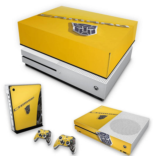 KIT Capa Anti Poeira e Skin Anti-Rage Xbox One S Slim - Camaro - Transformers