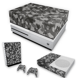 KIT Capa Anti Poeira e Skin Anti-Rage Xbox One S Slim - Camuflagem Cinza