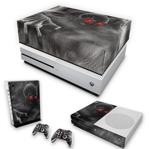 KIT Capa Anti Poeira e Skin Anti-Rage Xbox One S Slim - Caveira Skull