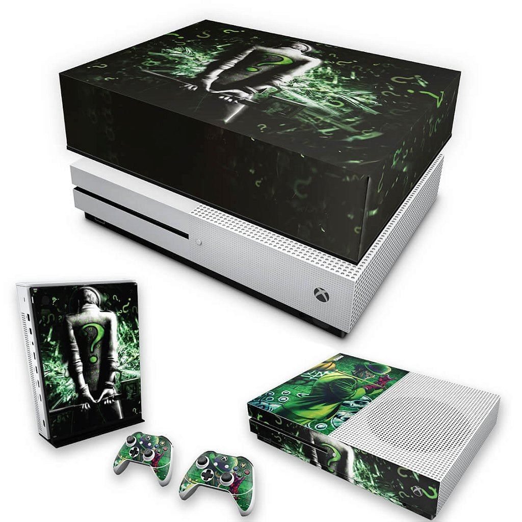 KIT Capa Anti Poeira e Skin Anti-Rage Xbox One S Slim - Charada Batman