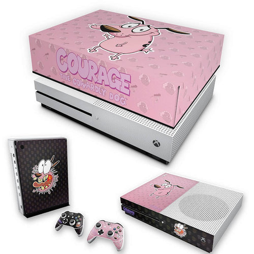 KIT Capa Anti Poeira e Skin Anti-Rage Xbox One S Slim - Coragem: O cão covarde
