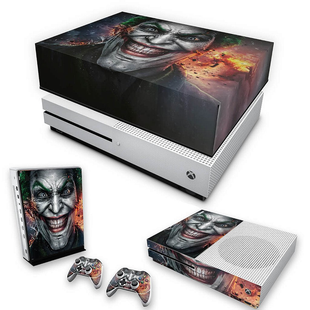 KIT Capa Anti Poeira e Skin Anti-Rage Xbox One S Slim - Coringa - Joker #A
