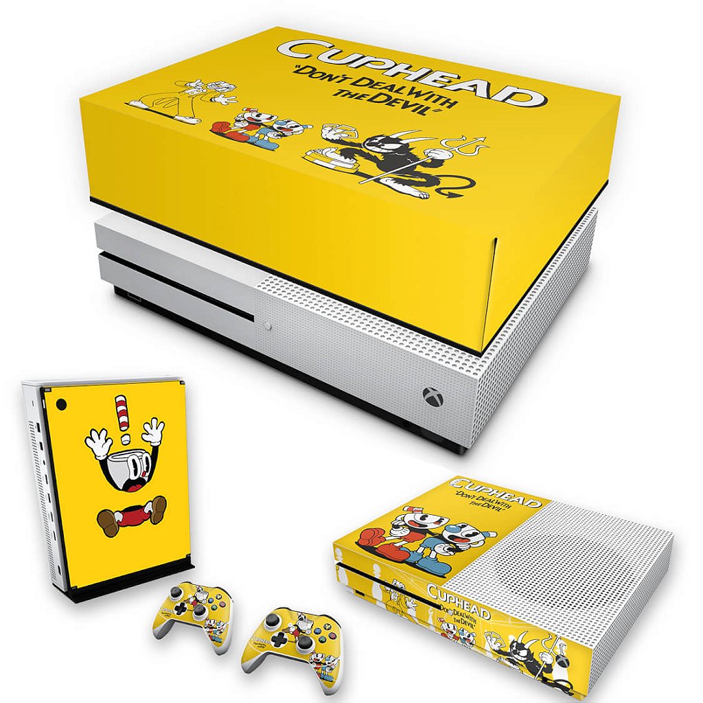 KIT Capa Anti Poeira e Skin Anti-Rage Xbox One S Slim - Cuphead