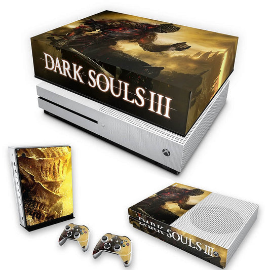 KIT Capa Anti Poeira e Skin Anti-Rage Xbox One S Slim - Dark Souls 3