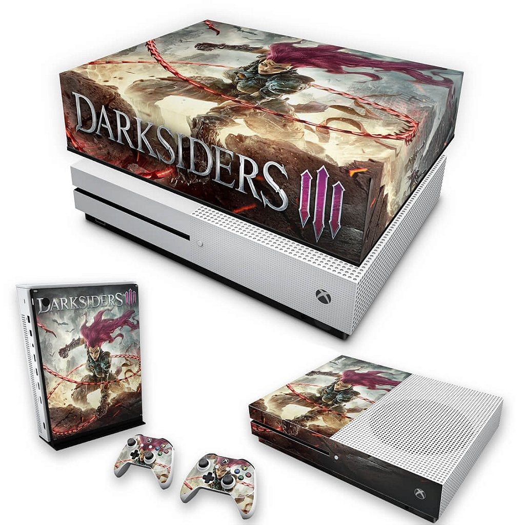KIT Capa Anti Poeira e Skin Anti-Rage Xbox One S Slim - Darksiders 3