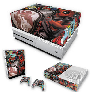 KIT Capa Anti Poeira e Skin Anti-Rage Xbox One S Slim - Deadpool