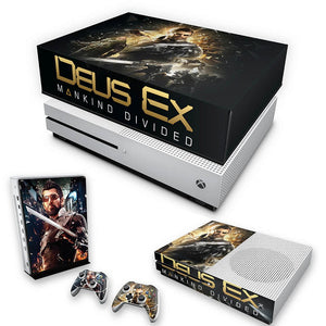 KIT Capa Anti Poeira e Skin Anti-Rage Xbox One S Slim - Deus Ex: Mankind Divided