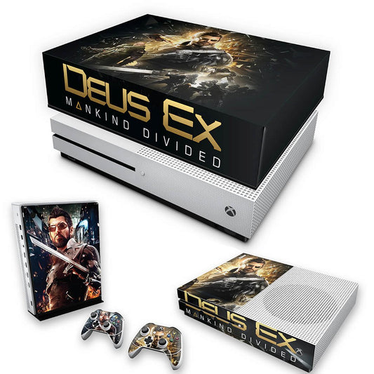 KIT Xbox One S Slim Skin Anti-Rage e Capa Anti Poeira - Deus Ex: Mankind Divided