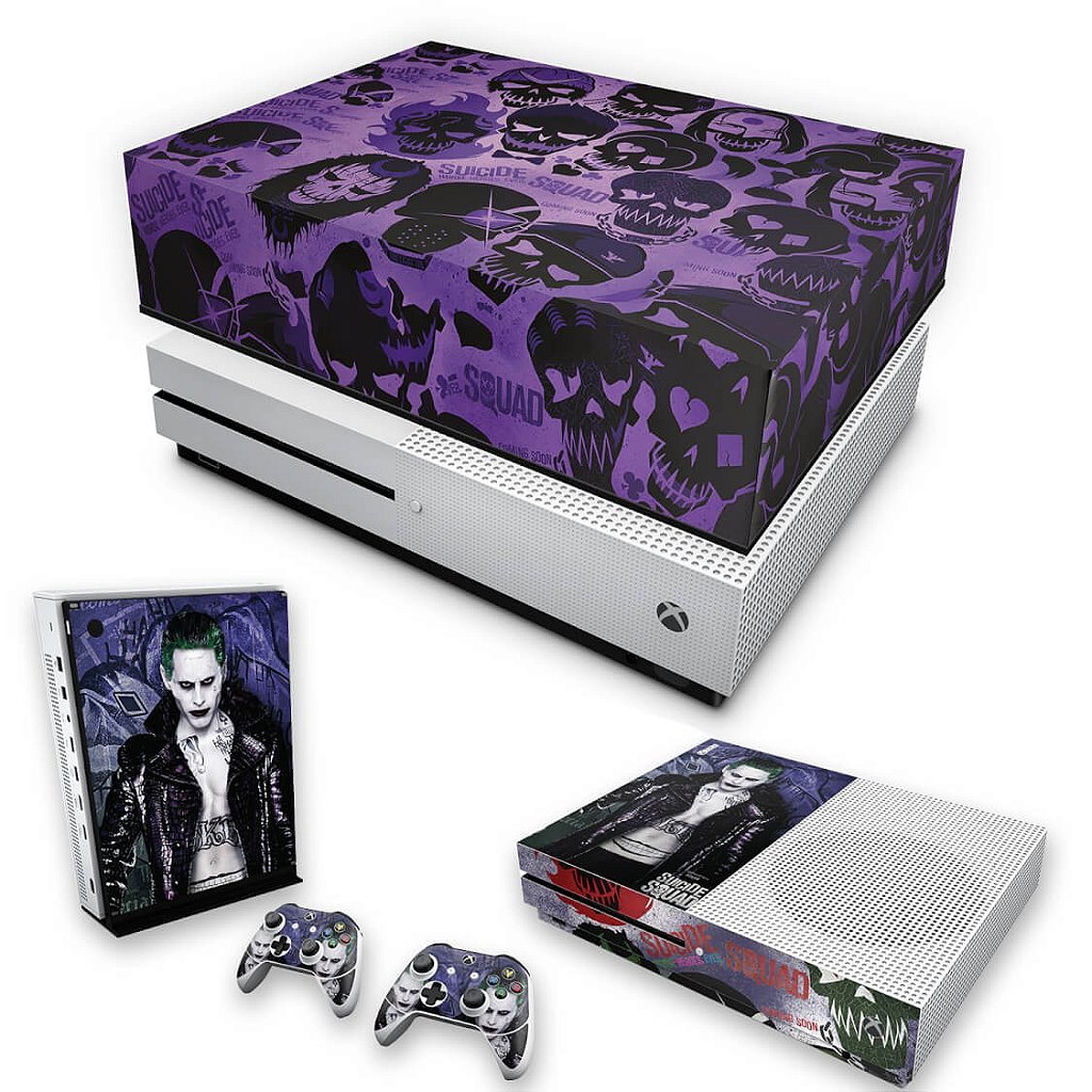 KIT Capa Anti Poeira e Skin Anti-Rage Xbox One S Slim - Esquadrão Suicida #D