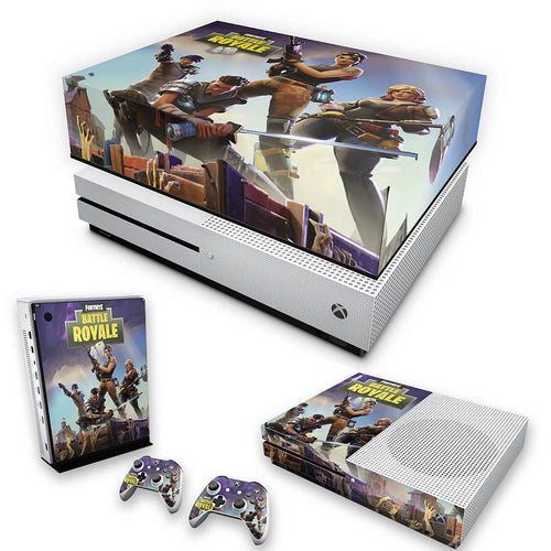 KIT Capa Anti Poeira e Skin Anti-Rage Xbox One S Slim - Fortnite Battle Royale