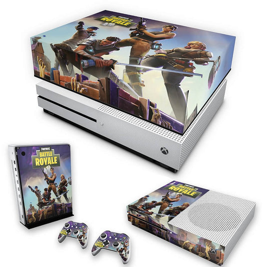 KIT Xbox One S Slim Skin Anti-Rage e Capa Anti Poeira - Fortnite Battle Royale