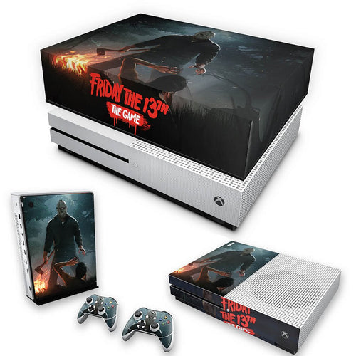 KIT Capa Anti Poeira e Skin Anti-Rage Xbox One S Slim - Friday the 13th The game - Sexta-Feira 13