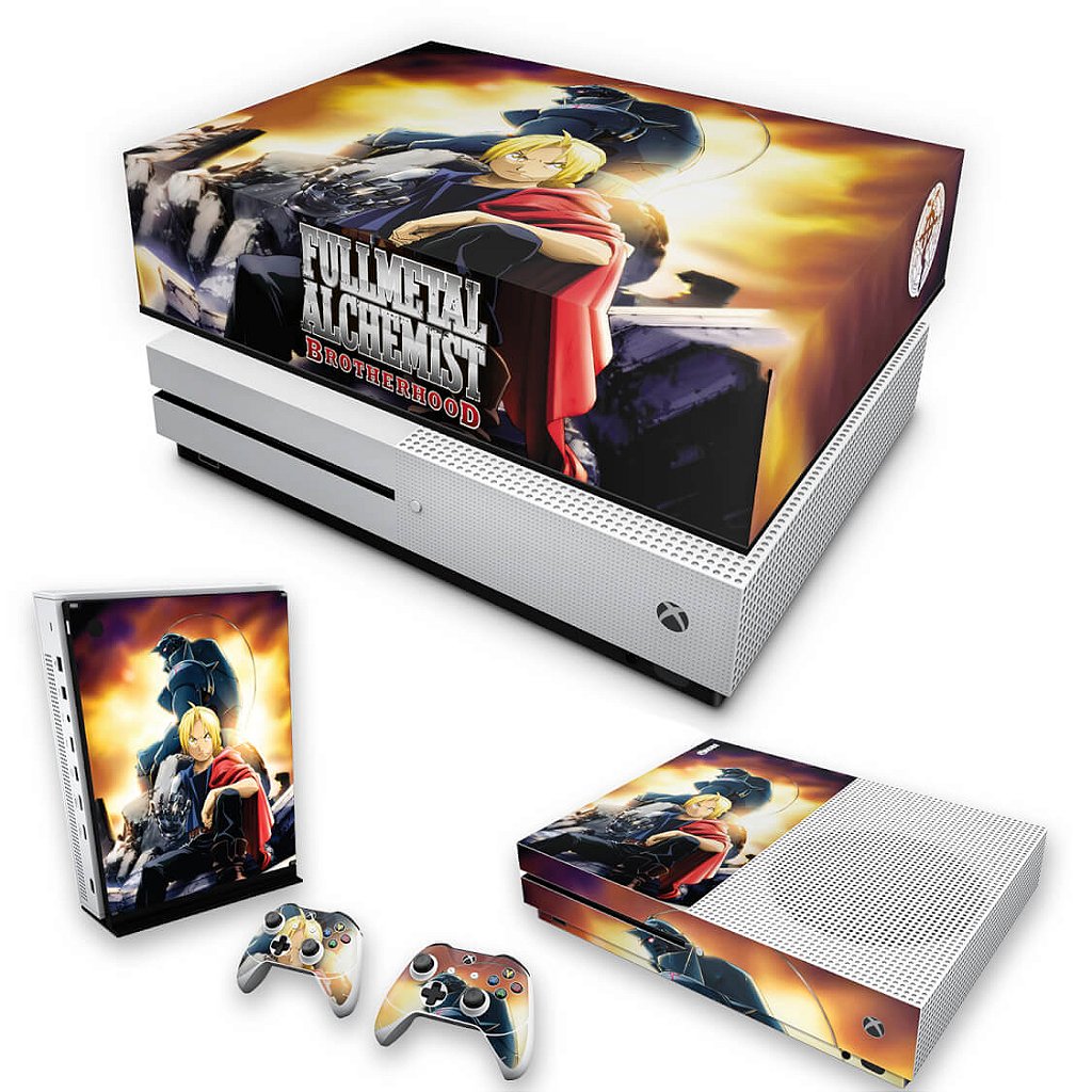 KIT Capa Anti Poeira e Skin Anti-Rage Xbox One S Slim - Fullmetal Alchemist: Brotherhood