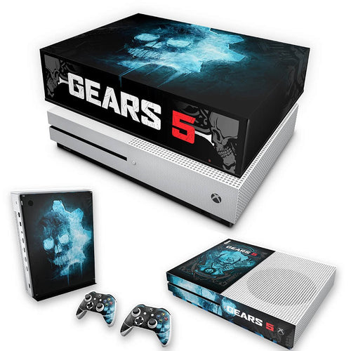 KIT Capa Anti Poeira e Skin Anti-Rage Xbox One S Slim - Gears 5