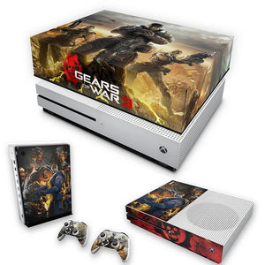 KIT Capa Anti Poeira e Skin Anti-Rage Xbox One S Slim - Gears of War
