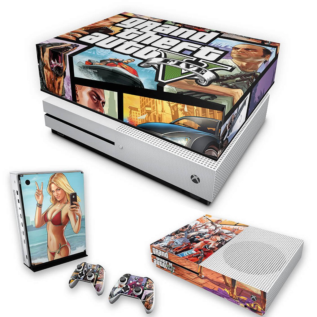 KIT Capa Anti Poeira e Skin Anti-Rage Xbox One S Slim - GTA V