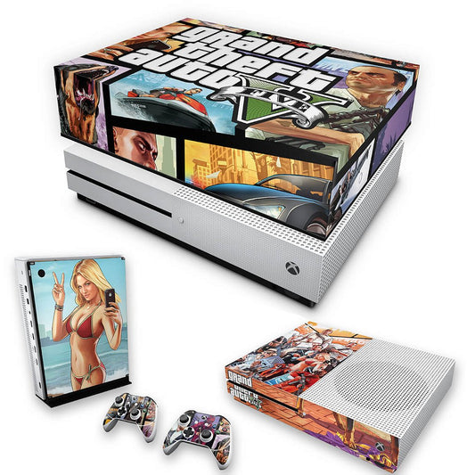 KIT Capa Anti Poeira e Skin Anti-Rage Xbox One S Slim - GTA V