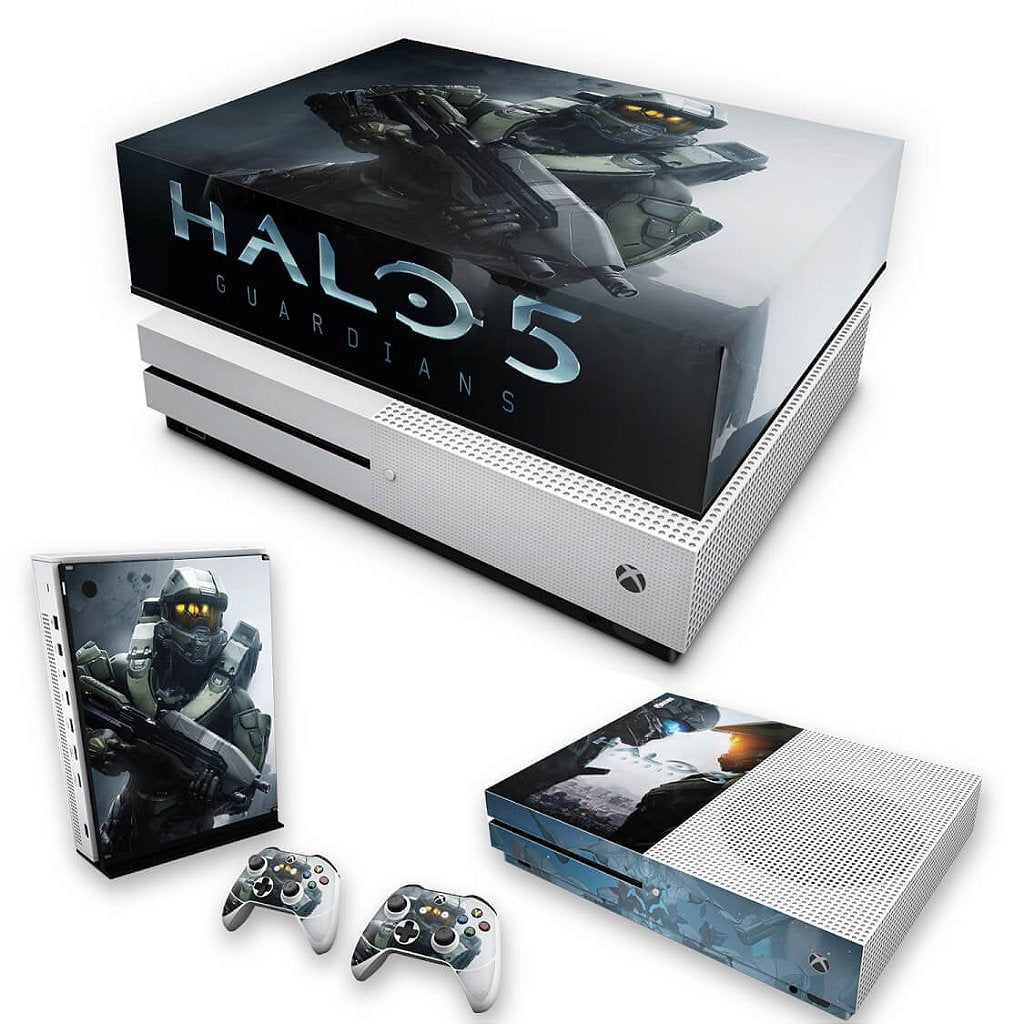 KIT Capa Anti Poeira e Skin Anti-Rage Xbox One S Slim - Halo 5: Guardians #B