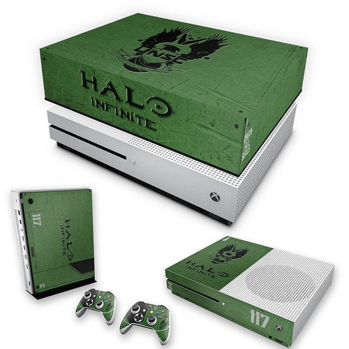 KIT Capa Anti Poeira e Skin Anti-Rage Xbox One S Slim - Halo Infinite