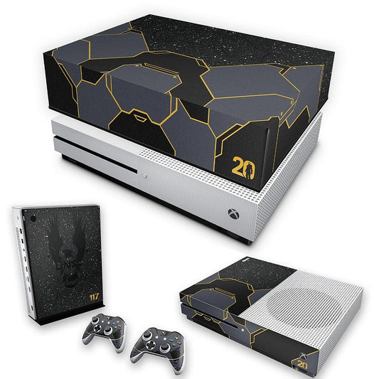 KIT Xbox One S Slim Skin Anti-Rage e Capa Anti Poeira - Halo Infinite Bundle