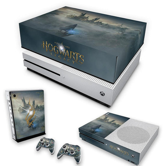 KIT Xbox One S Slim Skin Anti-Rage e Capa Anti Poeira - Hogwarts Legacy