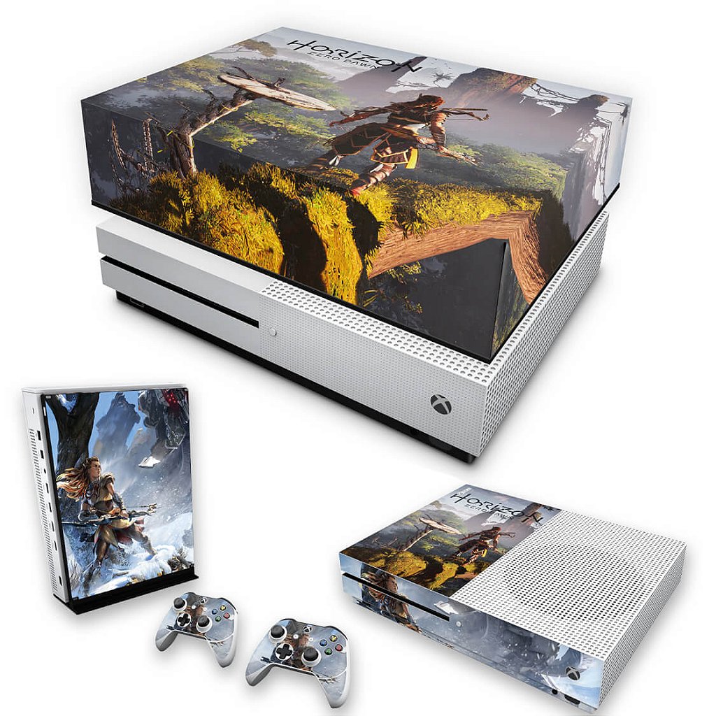 KIT Capa Anti Poeira e Skin Anti-Rage Xbox One S Slim - Horizon Zero Dawn
