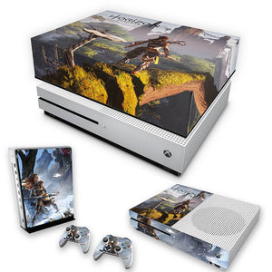 KIT Capa Anti Poeira e Skin Anti-Rage Xbox One S Slim - Horizon Zero Dawn