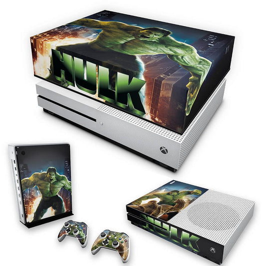 KIT Capa Anti Poeira e Skin Anti-Rage Xbox One S Slim - Hulk