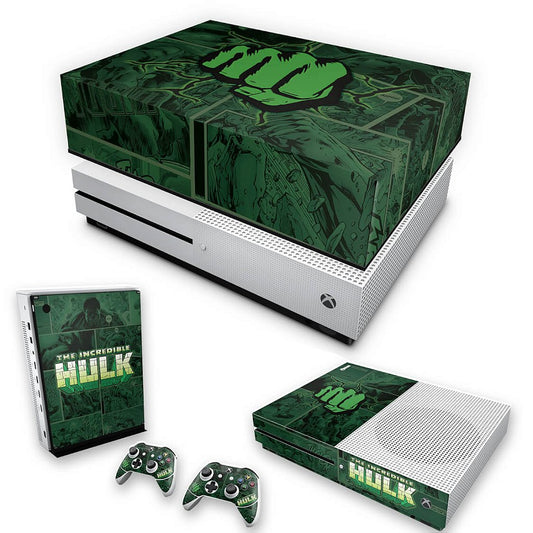 KIT Xbox One S Slim Skin Anti-Rage e Capa Anti Poeira - Hulk Comics
