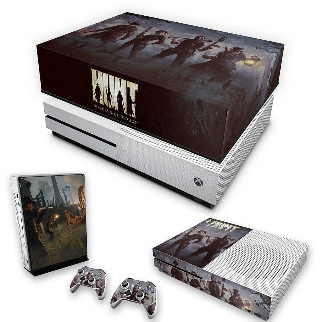 KIT Capa Anti Poeira e Skin Anti-Rage Xbox One S Slim - Hunt: Horrors of the Gilded Age