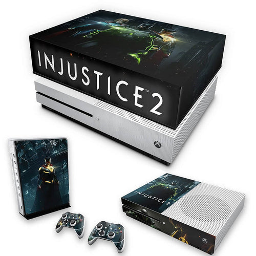 KIT Capa Anti Poeira e Skin Anti-Rage Xbox One S Slim - Injustice 2