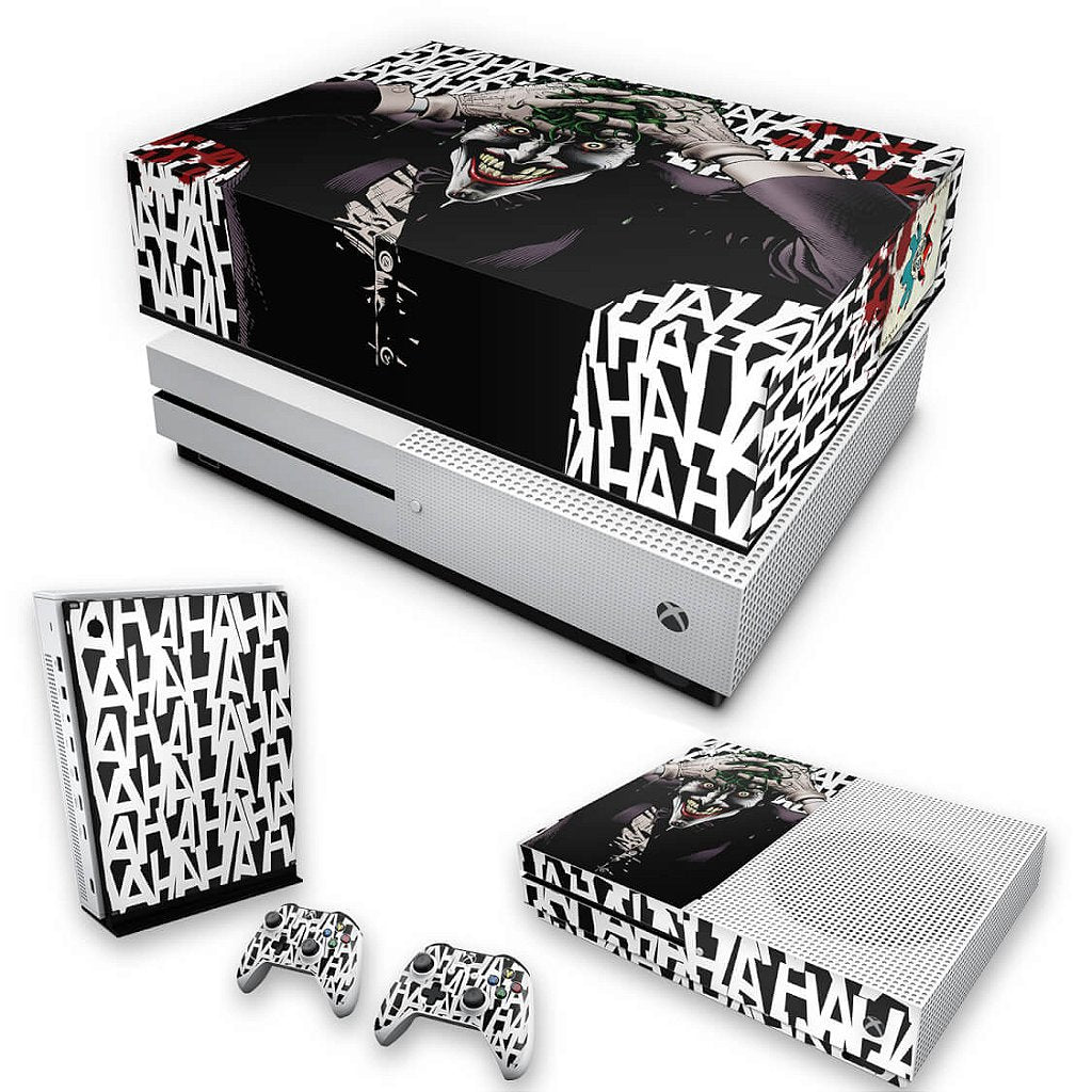KIT Capa Anti Poeira e Skin Anti-Rage Xbox One S Slim - Joker Coringa Batman