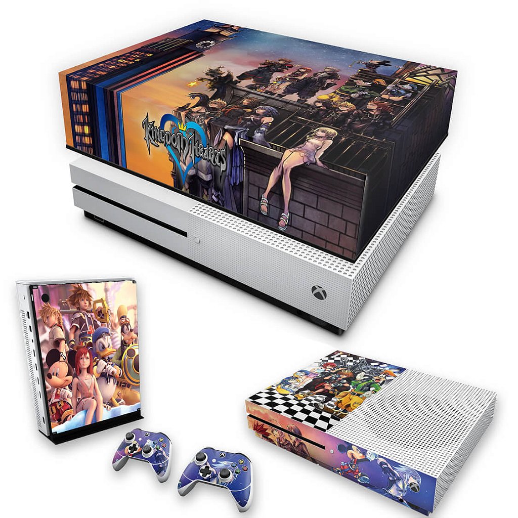 KIT Capa Anti Poeira e Skin Anti-Rage Xbox One S Slim - Kingdom Hearts