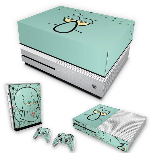 KIT Xbox One S Slim Skin Anti-Rage e Capa Anti Poeira - Lula Molusco Bob Esponja