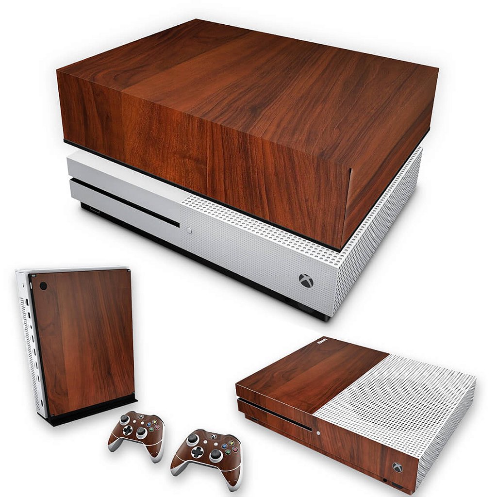 KIT Capa Anti Poeira e Skin Anti-Rage Xbox One S Slim - Madeira