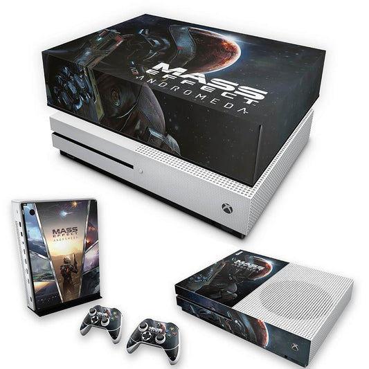 KIT Xbox One S Slim Skin Anti-Rage e Capa Anti Poeira - Mass Effect: Andromeda