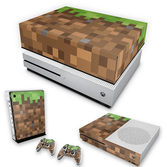 KIT Capa Anti Poeira e Skin Anti-Rage Xbox One S Slim - Minecraft