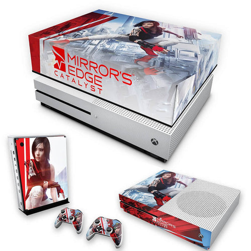 KIT Capa Anti Poeira e Skin Anti-Rage Xbox One S Slim - Mirror's Edge Catalyst